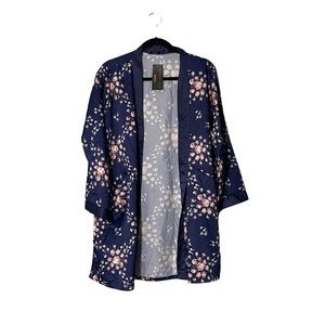 NWT Morgan Lane x Fab Fit Fun Navy Floral Lightweight Robe Size Small Medium